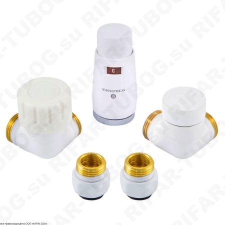 603400045 Schlosser Комплект нижнего подключения Elegant Mini с термоголовкой Mini Brillant, осевой левый, GZ1/2 x M22x1,5, Белый