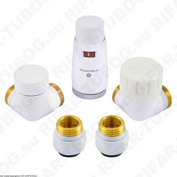 603400071 Schlosser Комплект нижнего подключения Elegant Mini с термоголовкой Mini Brillant, осевой правый, GZ1/2 x M22x1,5, Белый