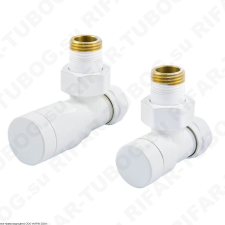 604200001 Schlosser Комплект подключения с ручной регулировкой Elegant, угловой, G 1/2 НР х 15x1 (Для меди), Белый