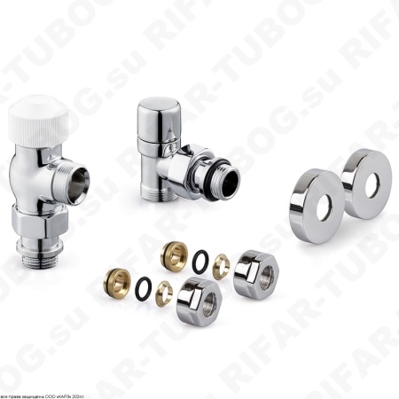 RTE 07.0009 RT Royal Thermo Термостатический комплект вентилей Design pro, осевой, G 1/2 НР х G 1/2 ВР, М30х1,5, Хром