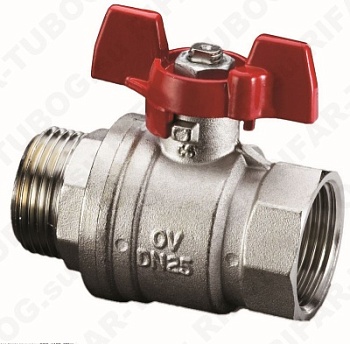 1076304 Oventrop Шаровой кран Optibal, НР-ВР, рукоятка бабочка, G 1/2 НР х G 1/2 ВР