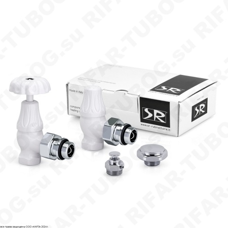 K337-1500VC0A SR Rubinetterie Комплект вентилей Floral Old Style, с ручным приводом, угловой, G 1/2 НР х G 1/2 ВР, Белый