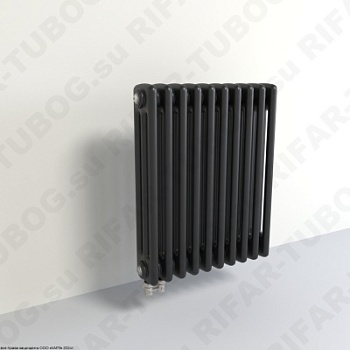 Радиатор 3-х трубчатый RIFAR TUBOG 3057 - 4 сек, подключение нижнее одностороннее (D1), цвет BM — Черный янтарь (матовый)