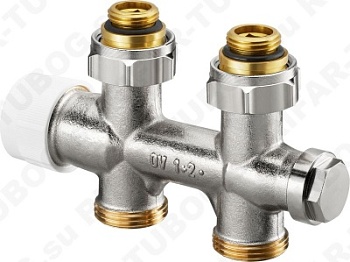 1184033 Oventrop Multiblock TU, проходной, с преднастройкой, для однотрубных/двухтрубных систем, G 1/2 НР х G 3/4 НР