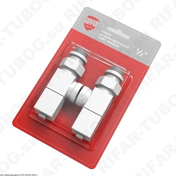 RTE 56.0003 Royal Thermo Комплект вентилей Cube, с ручным приводом, осевой, G 1/2 НР х G 1/2 ВР, Белый