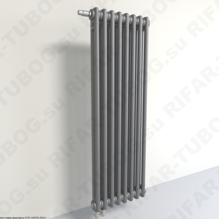 Радиатор 2-х трубчатый RIFAR TUBOG VENTIL 2087 - 47 сек, подключение нижнее одностороннее с термоклапаном (DV1), цвет TI — Титан (матовый)