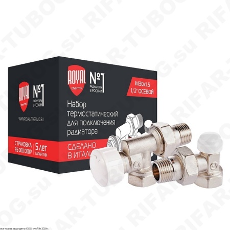 RTE 07.011 Royal Thermo Термостатический комплект вентилей, осевой, R 1/2 НР х G 1/2 ВР, М30х1,5
