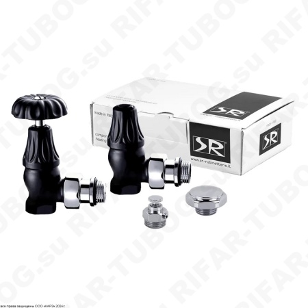 K337-1500VC0S SR Rubinetterie Комплект вентилей Floral Old Style, с ручным приводом, угловой, G 1/2 НР х G 1/2 ВР, Черный матовый