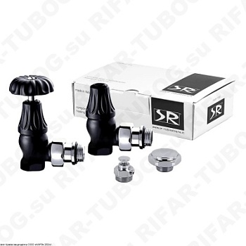 K337-1500VC0S SR Rubinetterie Комплект вентилей Floral Old Style, с ручным приводом, угловой, G 1/2 НР х G 1/2 ВР, Черный матовый