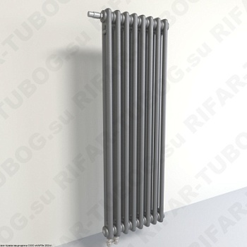 Радиатор 2-х трубчатый RIFAR TUBOG VENTIL 2100 - 12 сек, подключение нижнее одностороннее с термоклапаном (DV1), цвет TI — Титан (матовый)