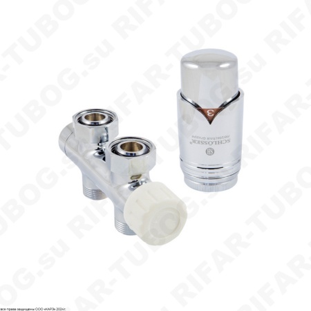 602100033 Schlosser Комплект подключения Duo-Plex с термоголовкой Brillant M30x1,5, проходной, G 3/4 НГ х М22x1,5 НР, 2 ниппеля G1/2 x G3/4, CR