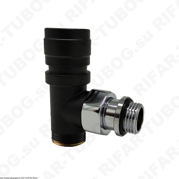 0613-1500VCES SR Rubinetterie Ручной вентиль Tondera, преобразуемый в термостатический, угловой, G 1/2 НР х G 3/4 НР евроконус, Черный матовый