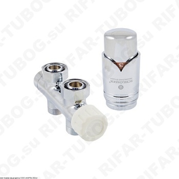 602100033 Schlosser Комплект подключения Duo-Plex с термоголовкой Brillant M30x1,5, проходной, G 3/4 НГ х М22x1,5 НР, 2 ниппеля G1/2 x G3/4, CR