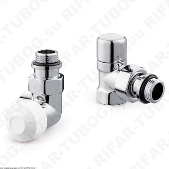 RTE 07.0018 RT Royal Thermo Термостатический комплект вентилей Design, трехосевой правый, G 1/2 НР х G 1/2 ВР, М30х1,5, Хром