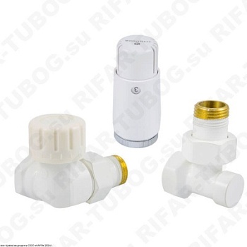 602200066 Schlosser Комплект подключения с термоголовкой Mini Diamant М30х1,5, DN 15, осевой правый, GZ1/2 х GW1/2, Белый