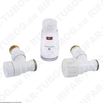 603400041 Schlosser Комплект нижнего подключения Elegant Mini с термоголовкой Mini Brillant, угловой, GZ1/2 x M22x1,5, Белый