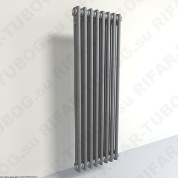Радиатор 2-х трубчатый RIFAR TUBOG 2120 - 13 сек, подключение боковое универсальное (B1-B4), цвет TI — Титан (матовый)