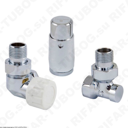 602200069 Schlosser Комплект подключения с термоголовкой Mini Diamant М30х1,5, DN 15, осевой левый, GZ1/2 х GW1/2, CR