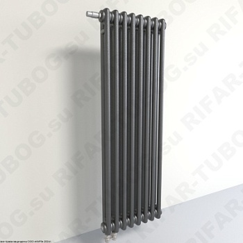 Радиатор 2-х трубчатый RIFAR TUBOG VENTIL 2100 - 38 сек, подключение нижнее одностороннее с термоклапаном (DV1), цвет AN — Антрацит (матовый)