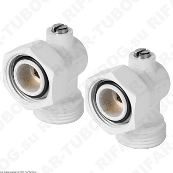 Royal Thermo Комплект узлов нижнего подключения, угловой, раздельный, G 3/4 НР х G 3/4 ВР евроконус, Белый