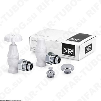 K337-1500VC0A SR Rubinetterie Комплект вентилей Floral Old Style, с ручным приводом, угловой, G 1/2 НР х G 1/2 ВР, Белый