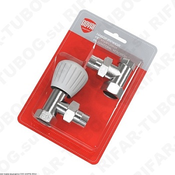 RTO 53.011  Royal Thermo Комплект вентилей, с ручным приводом, угловой, G 3/4 НР х G 3/4 ВР