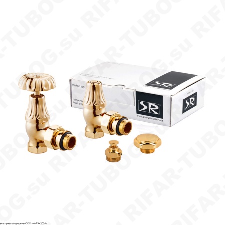 K337-1500D000 SR Rubinetterie Комплект вентилей Floral Old Style, с ручным приводом, угловой, G 1/2 НР х G 1/2 ВР, Золото