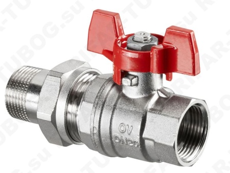 1075808 Oventrop Шаровой кран Optibal, НР-ВР, рукоятка бабочка, американка, R 1 НР х G 1 ВР